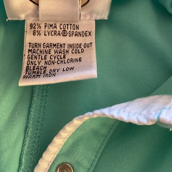 Talbots teal and white collared sleeveless shirt. Snap front closure. Large
C - Picture 7 of 7